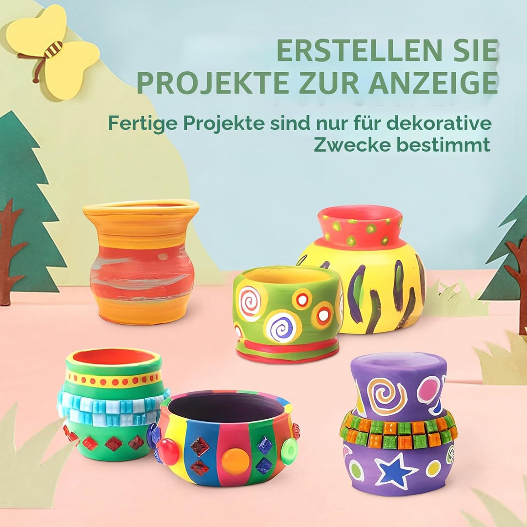 Skirfy Töpferset für Kinder, Töpferscheibe Elektrisch für Kinder, Mini Töpferscheibe mit Töpferton,T