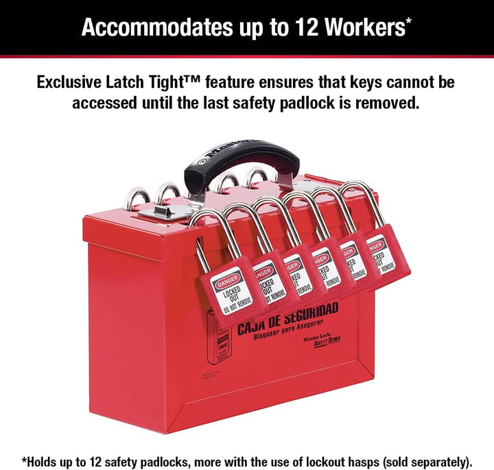 Master Lock ML498A Gruppen-Sicherheitsbox aus Stahl, rot, 25.9 cm x 23.4 cm x 10.7 cm