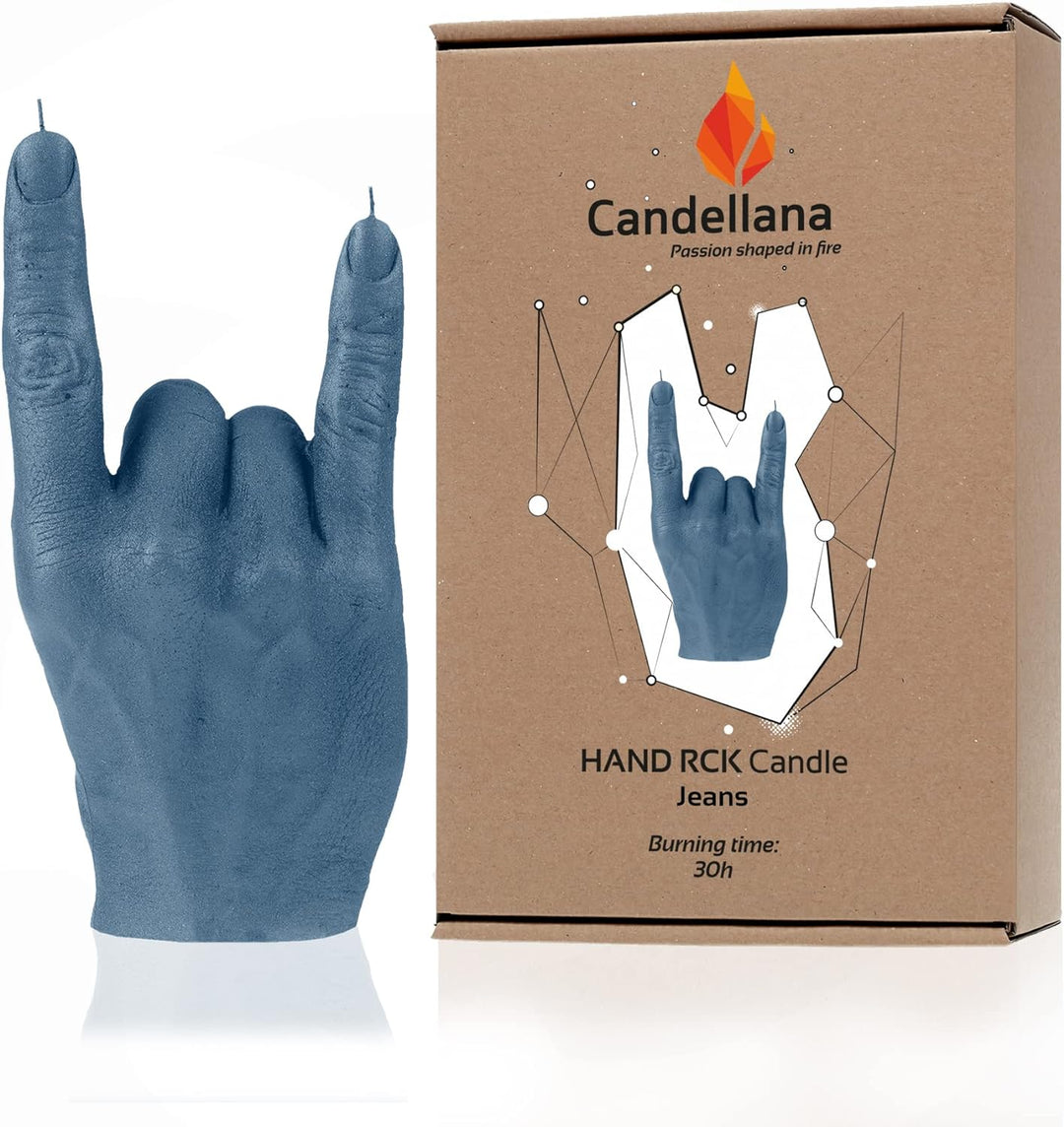 Candellana Hand RCK Kerze - Hand Figur - Coole Deko - Gothic Deko - Grunge Deko Kerze - Heavy Metal