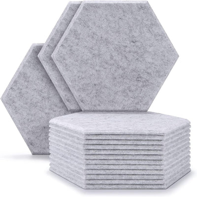 12 Packungen Akustische Absorptions-Paneels, AGPTEK 30 x 26 x 0,9 cm Hexagon Absorptionsplatten, Aku