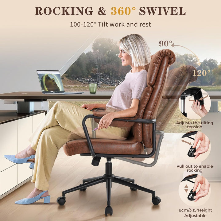 IWMH Bürostuhl Ergonomisch, Schreibtischstuhl für Arbeitszimmer, Drehstuhl mit Lumbalstütze, hoher R
