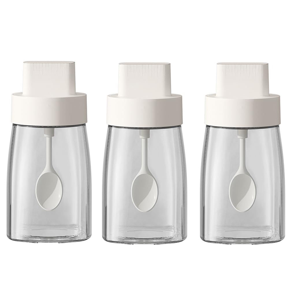 LOYUYU Küche Natrium Calcium Glas Gewürzgläser Gewürzboxen Set von 3, Gewürztöpfe Gewürzgläser, Komb