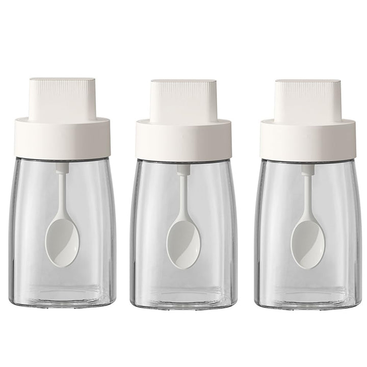 LOYUYU Küche Natrium Calcium Glas Gewürzgläser Gewürzboxen Set von 3, Gewürztöpfe Gewürzgläser, Komb