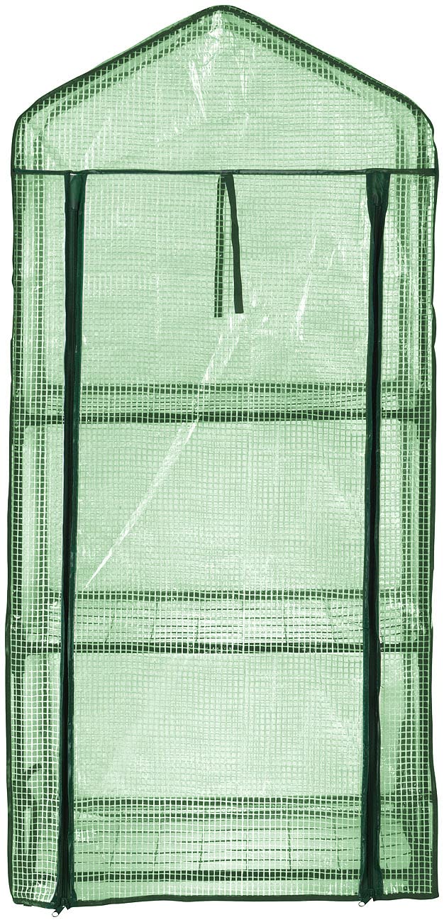 Royal Gardineer Tomatenhaus: Folien-Gewächshaus, 3 Etagen, aufrollbare Tür, 59 x 126 x 39 cm, grün (