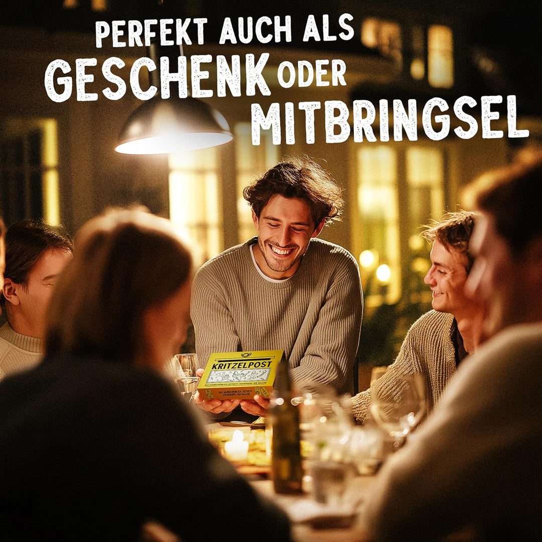 Kritzelpost - Das lustige Zeichenspiel für 4-16 Personen I Partyspiele für Erwachsene wie stille Pos