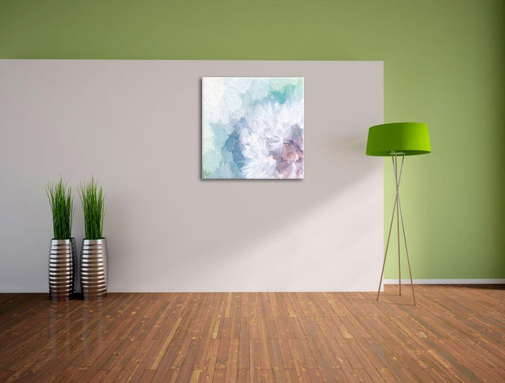 Pixxprint Zauberhafte Pusteblume Pinsel Effekt, Format: 70x70 auf Leinwand, 70x70