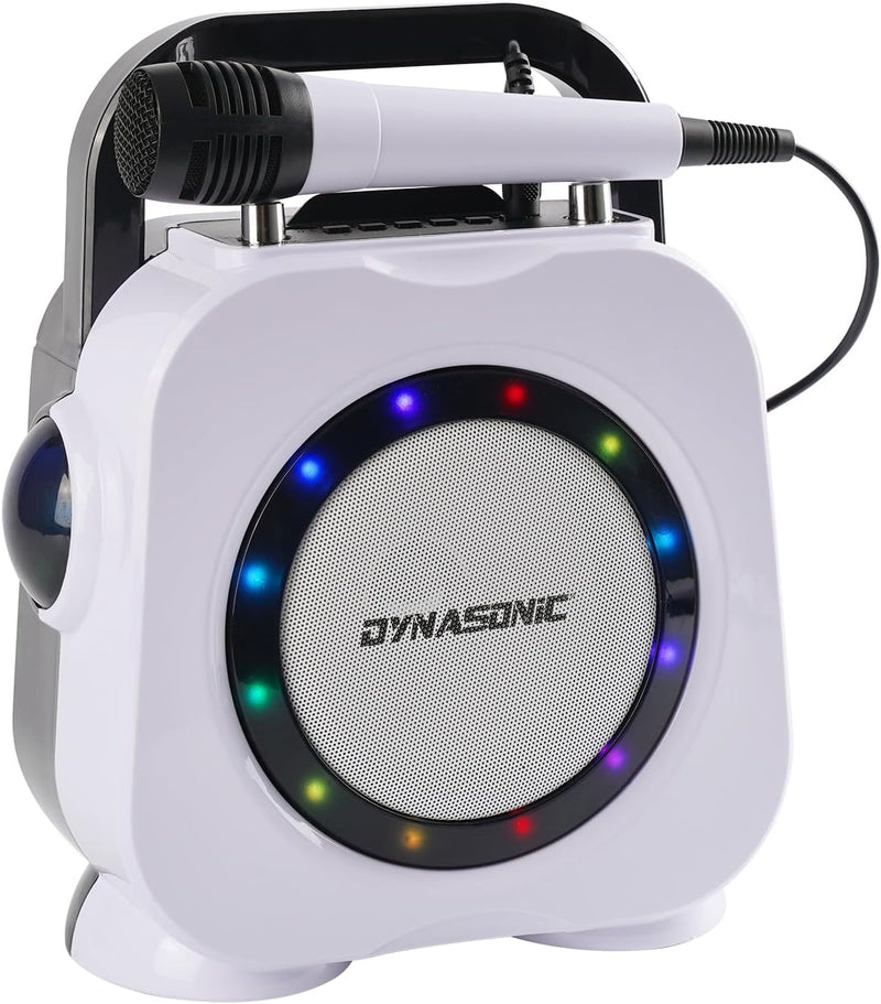 DYNASONISCH. Kabelloser Bluetooth-Lautsprecher mit LED-Leuchten. Tragbare Karaokemaschine mit Zwei M