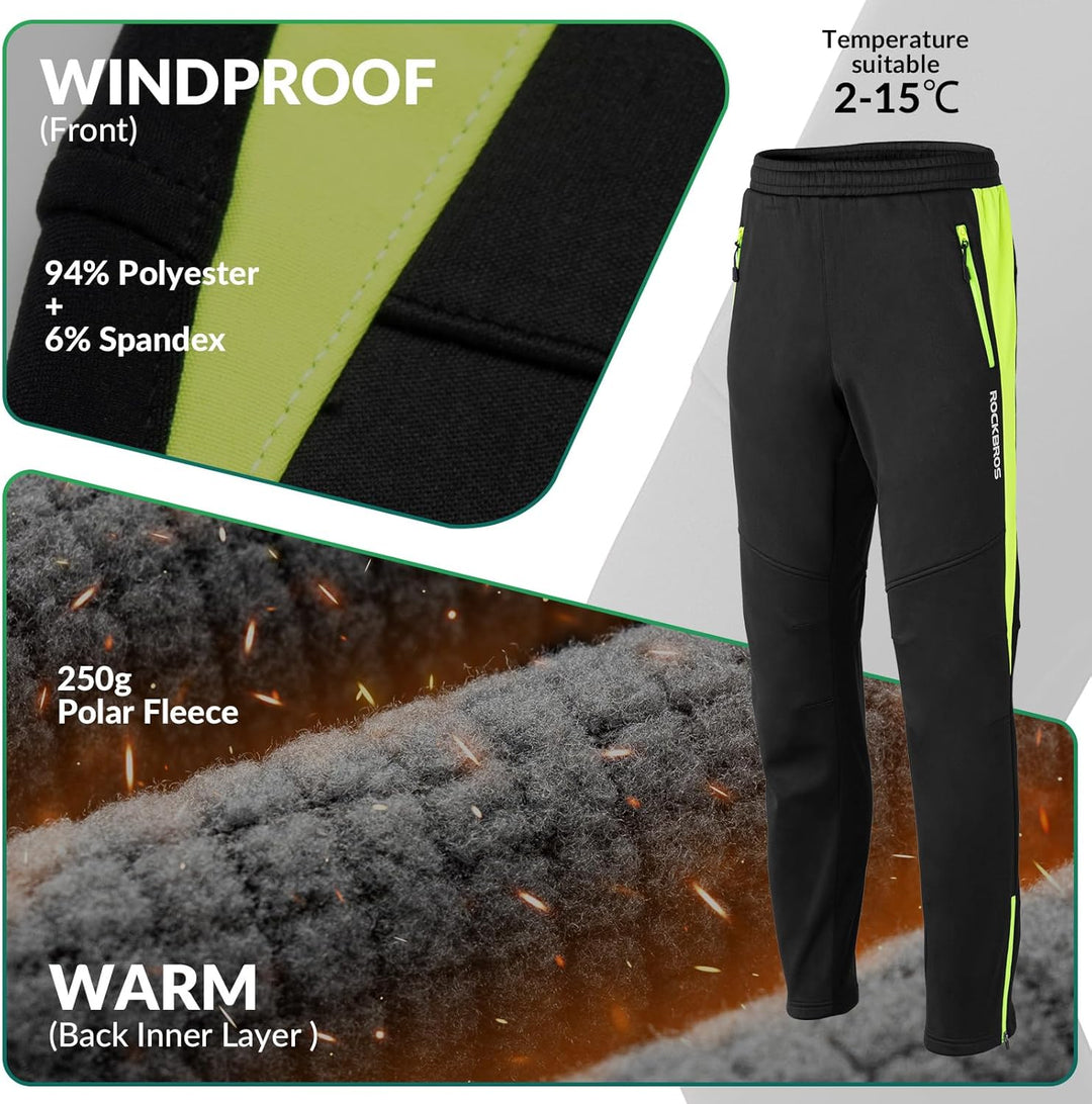 ROCKBROS Fahrrad Jacke/Hose Winter Thermo Fahrradbekleidung Hohe Sichtbarkeit & Winddicht Softshellj