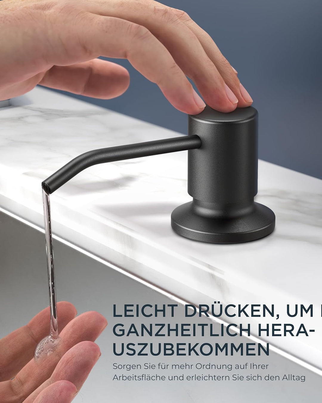 FORIOUS Küchenarmatur mit Seifenspender, ausziehbarer Wasserhahn Küche mit 2 Strahlarten, Einhebelmi