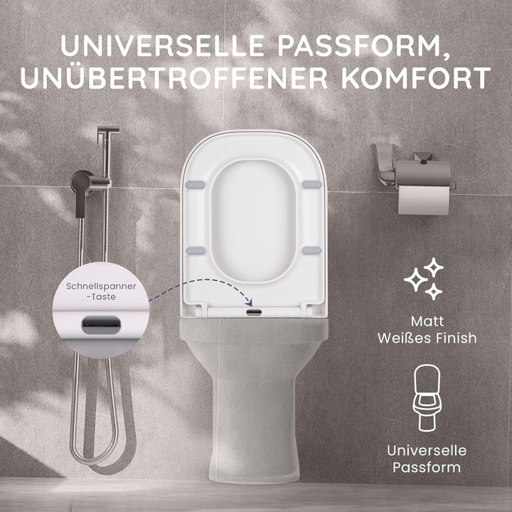CUQOO Toilettensitz mit Absenkautomatik, quadratisch, hochwertiger robuster Toilettensitz mit Schnel