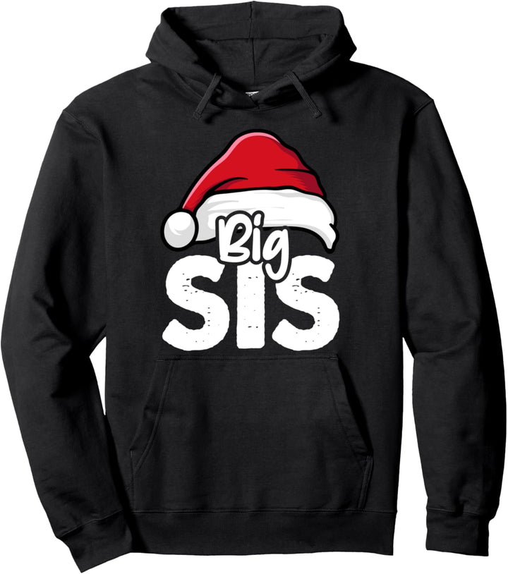 Big Sis Weihnachtspyjama für ältere Schwester, Weihnachtsmannmütze für Mädchen, X-Mas Pullover Hoodi