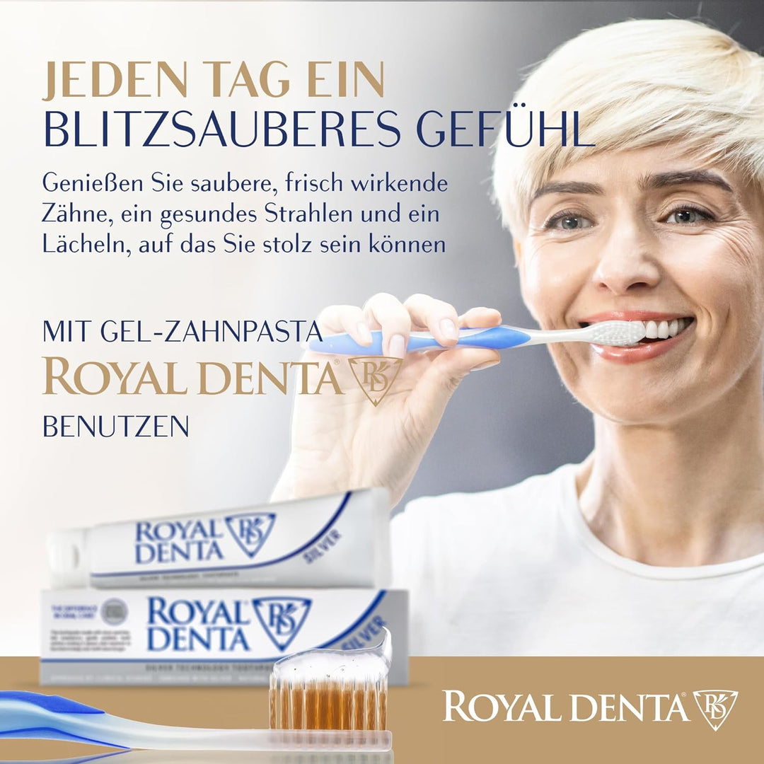 Royal Denta Gold Medium Zahnbürsten 4er-Pack - Doppellänge Borsten für Interdentalreinigung, Goldpar