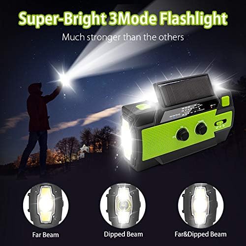 Solarbetriebenes Notfall-Kurbelradio mit AM/FM, 4000mAh wiederaufladbarer Batterie, LED-Taschenlampe