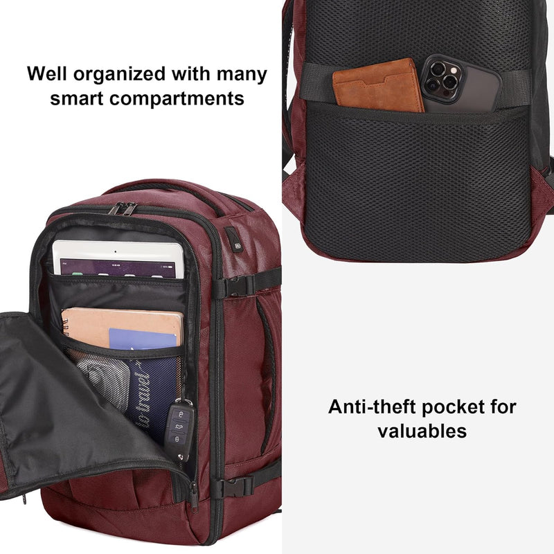 ECOHUB Rucksack 40x20x25 Ryanair Handgepäck 13 Taschen Reiserucksack Flugzeug Carry-ons Wasserdichte