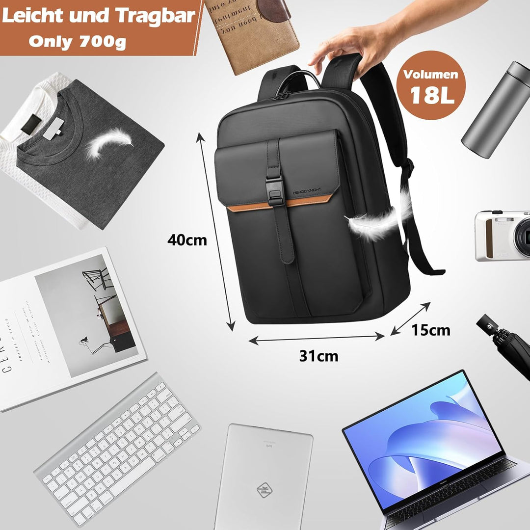 hk Slim Laptop Business Rucksack Herren Damen, rucksack mit 15,6 Zoll laptopfach Wasserdicht, Tagesr