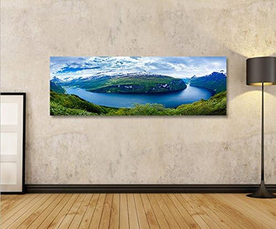 islandburner Bild Bilder auf Leinwand Fjorde V2 Norwegen Panorama XXL Poster Leinwandbild Wandbild D