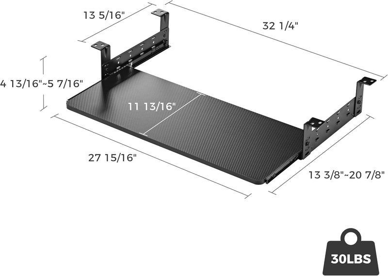 EUREKA ERGONOMIC Tastaturablage Ausziehbare für unter den Schreibtisch, 71x28 cm grosse Computer tas