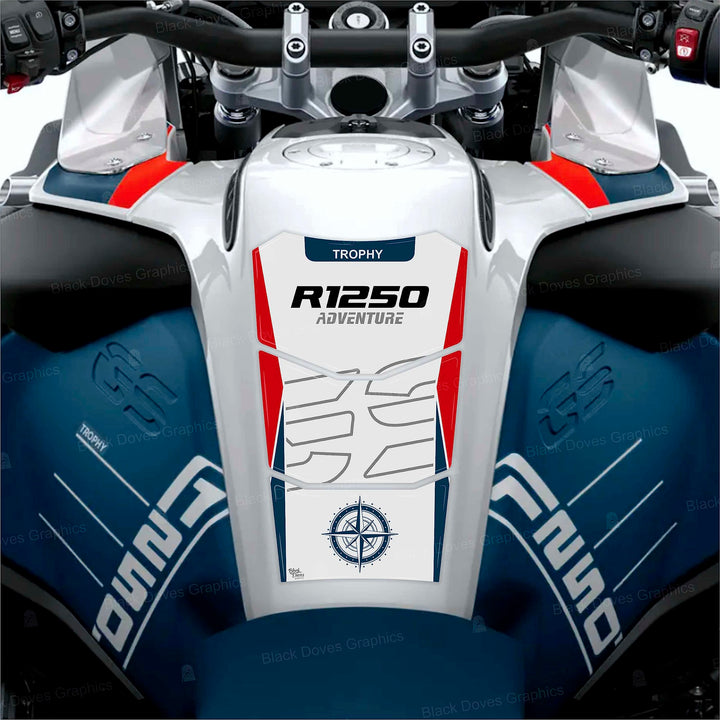 BLACK DOVES GRAPHICS Tankpad 3D kompatibel mit Motorrad R 1250 GS Adventure Trophy ab 2022 bis 2023