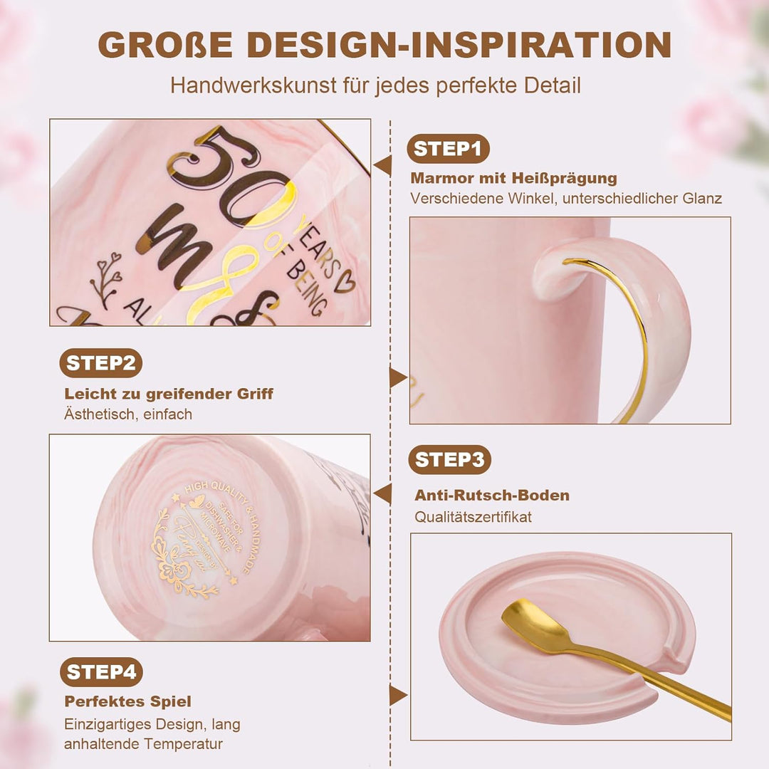 Goldene Hochzeit Geschenke, 50 Hochzeitstag Geschenk, Marmoriert Tasse - Geschenke zum Goldenen Hoch