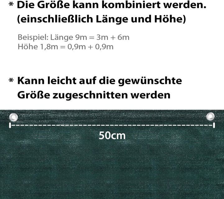 Sekey Balkon Sichtschutz Balkonabdeckung HDPE 220 g/m², 120x300cm, Leicht Transparent Wind- und UV-S
