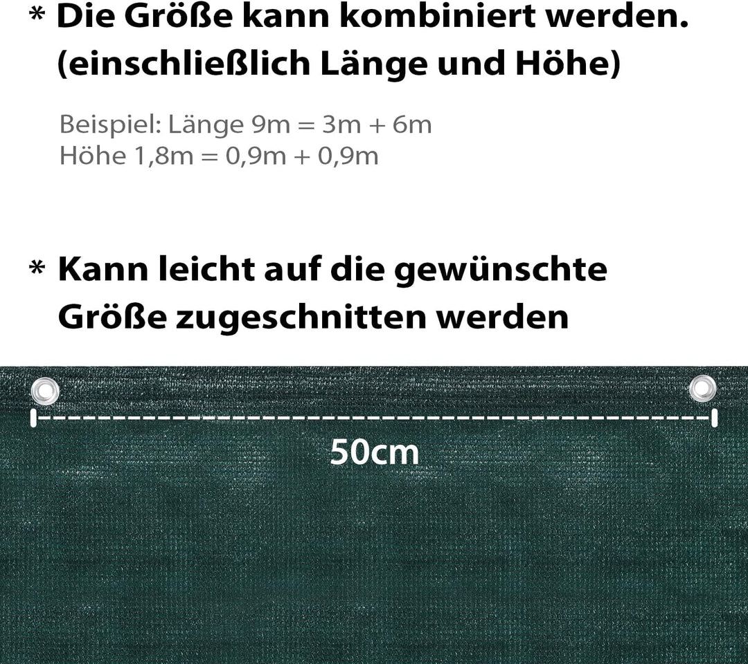 Sekey Balkon Sichtschutz Balkonabdeckung HDPE 220 g/m², 75x600cm, Leicht Transparent Wind- und UV-Sc