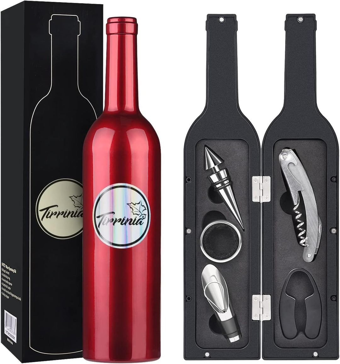 Kato Wein Accessories Geschenkset -Weinflaschen-Korkenzieheröffner-Kit, Tropfring, Folienschneider,