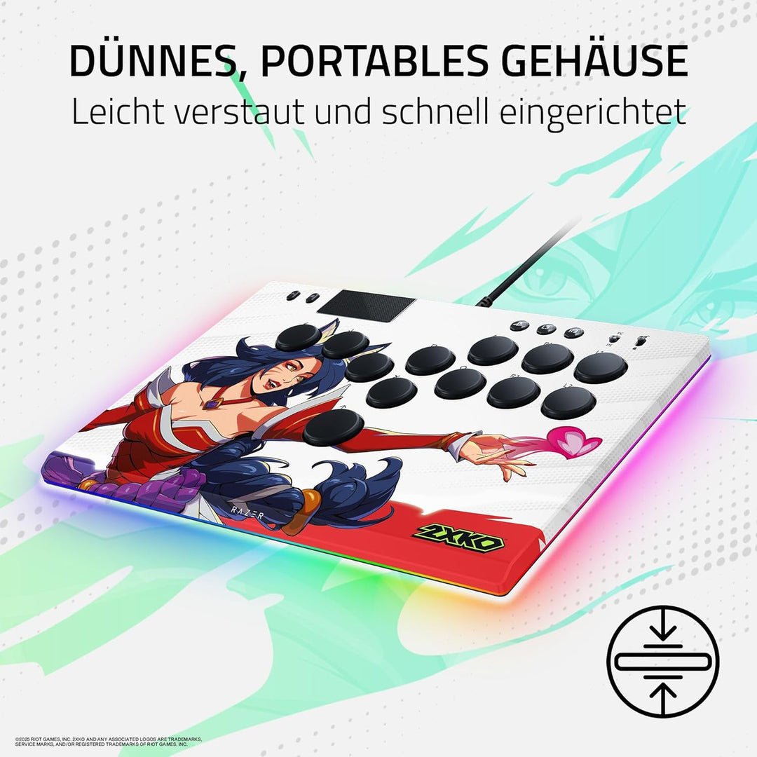 Razer Kitsune 2XKO Edition - Optischer All-Button-Arcade-Controller für PS5 und PC - Layout mit 4 pr