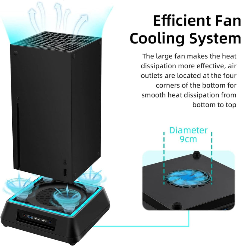 Mcbazel Xbox Serie X Lüfter Xbox Series x ständer mit RGB-Licht/Einstellbare Kühlfunktion/LED-Anzeig
