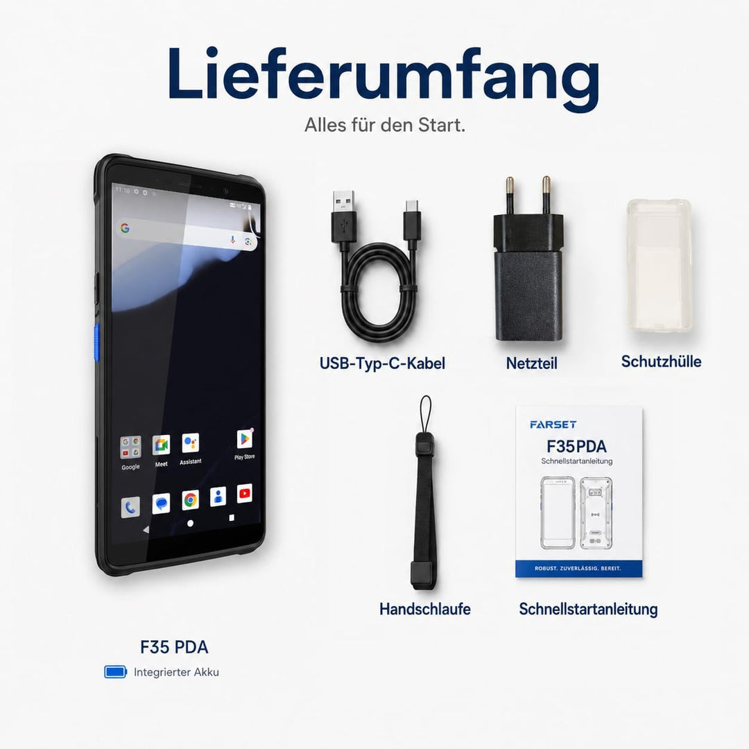 FARSET F35 Android-Barcode-Scanner mit lizenziertem Zebra-Engine, tragbarer PDA-Mobile-Computer, 6GB