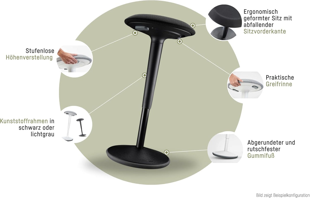 Sedus se:fit, Ergonomischer Hocker, Stehhocker, Stehsitz, Stehhilfe, Blau, Grau, Kunststoff, Gummifu