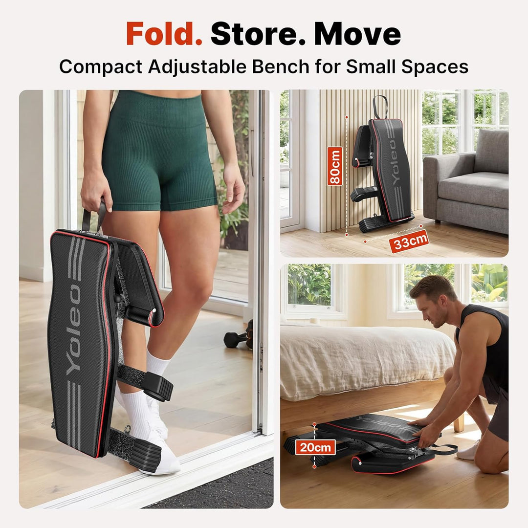 YOLEO klappbare Hantelbank Multifunktion Training Fitness Bank Bauchtrainer Schrägbank mit 7-Fach Ve