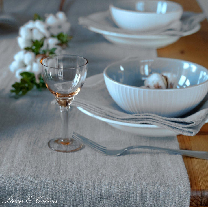 Linen &amp; Cotton Vintage Rustikal Shabby Chic Tischläufer Stoff Rustico - 100% Leinen, Beige Natur (44