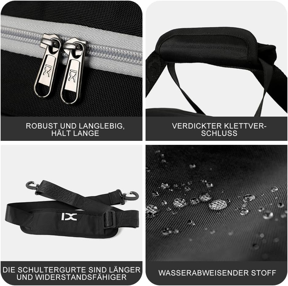 INOXTO Grosse Sporttasche, Faltbare Sport-Reisetasche mit Nass- und Trockentaschen und Schuhfach, He