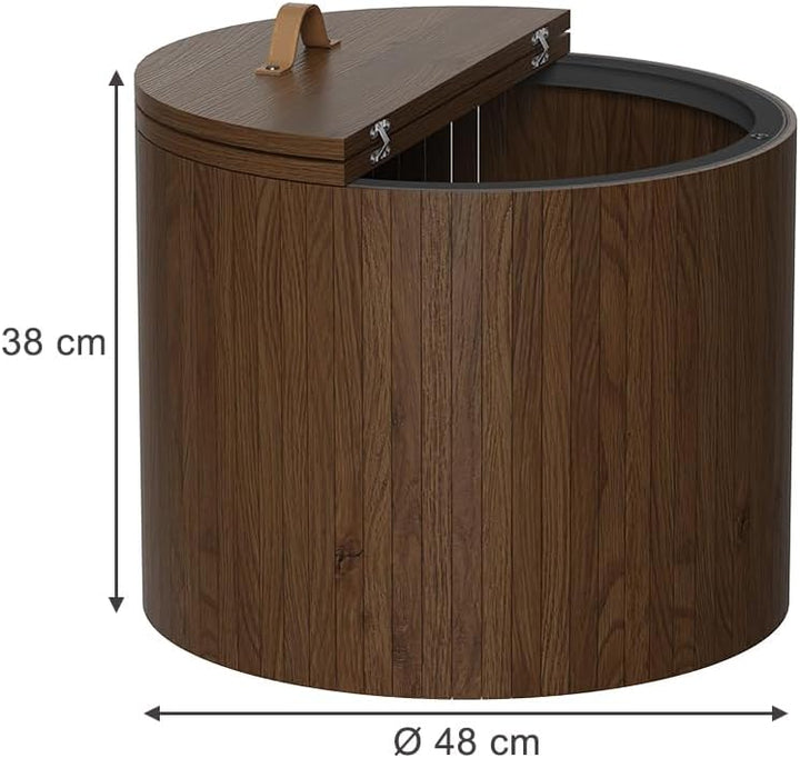 Vicco Couchtisch Tavilo, Nussbaum, 48 x 48 cm, mit Liftfunktion und Abnehmbarer Seitenwand Nussbaum