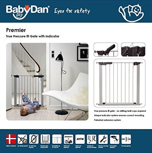 BabyDan Premier, extra breites Treppenschutzgitter zum Klemmen, 99-106,3 cm, Türschutzgitter/Absperr