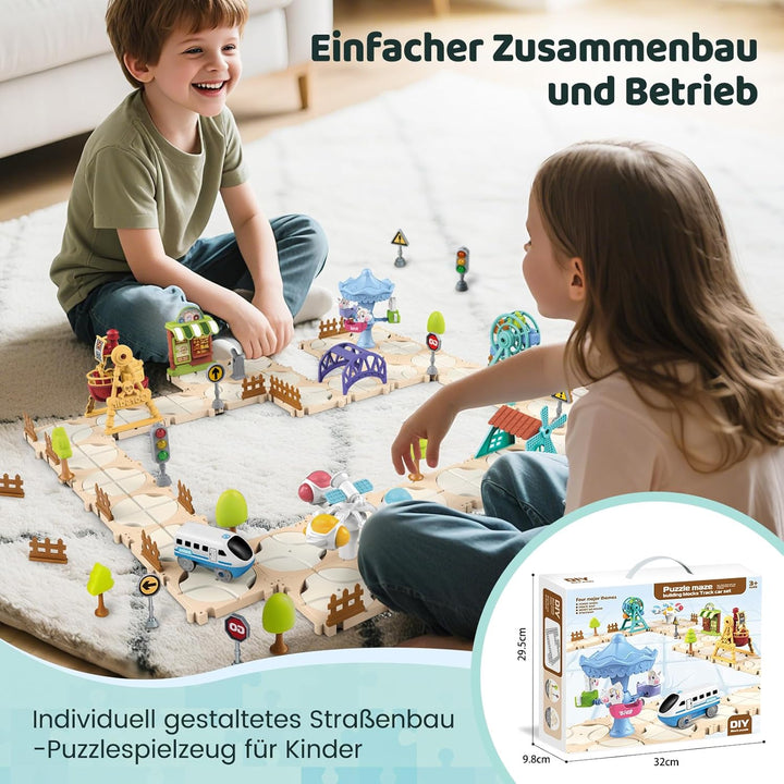 Logischer Strassenbauer, Kinderspielzeug Brettspiele mit Wagen, 32 Puzzleteilen Kreatives Autobahn S