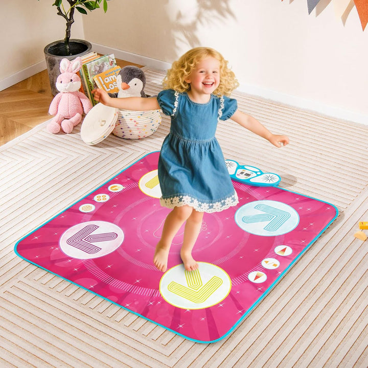 COSTWAY Tanzmatte Kinder, Musikmatte mit Led-Leuchten & Memory-Spiel & 8 Musik, Musik Matte, Geburts