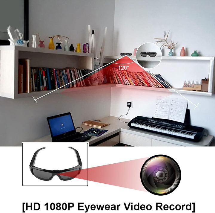 Fockety 1080p Kamera Sonnenbrille, Anti -Shake -Weitwinkel -Objektivsport -Action -Kamera -Brille mi
