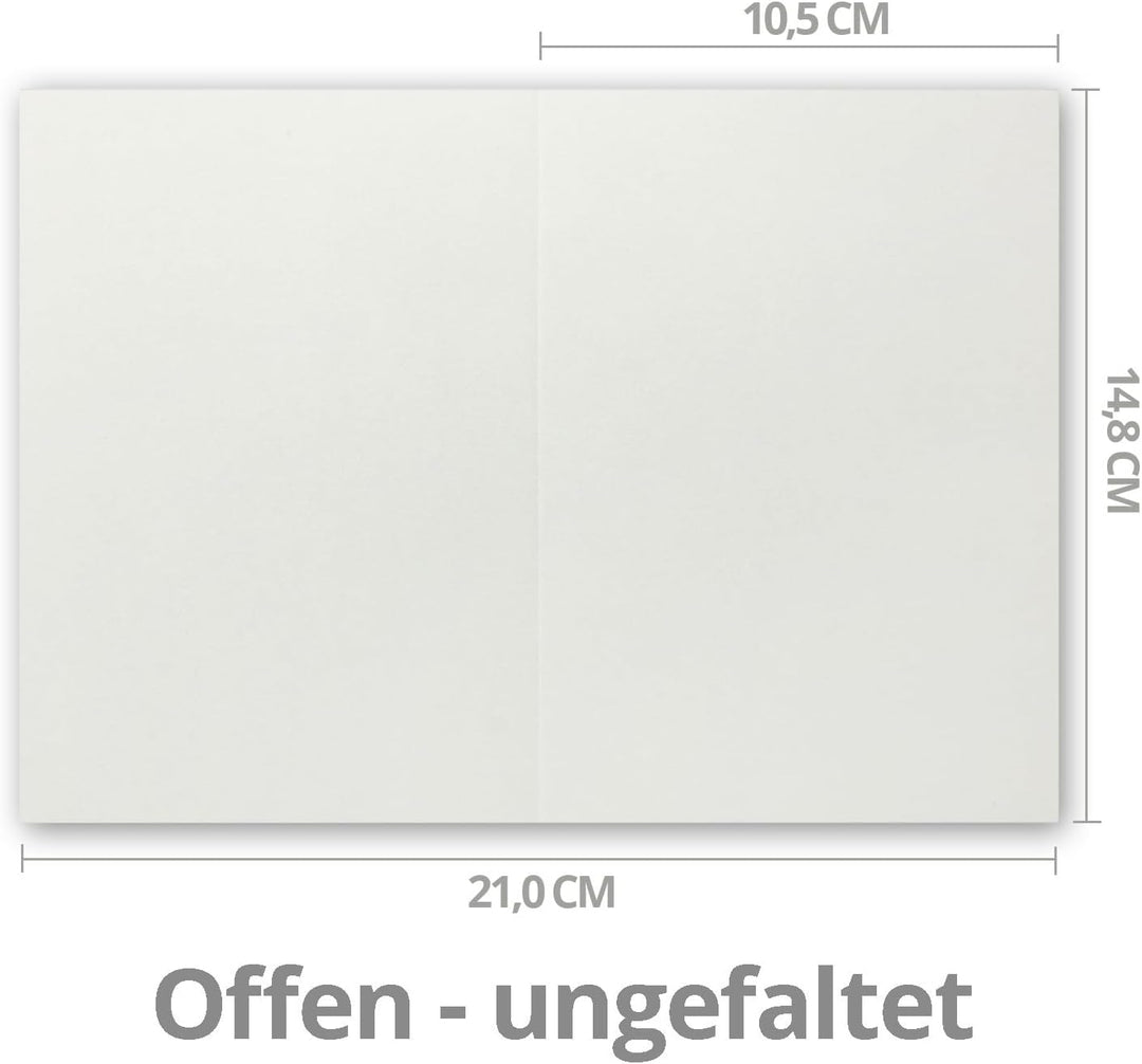 75x Faltkarten Set DIN A6/C6 mit Brief-Umschlägen in Hell-Grau - inklusive Einleger - 14,8 x 10,5 cm