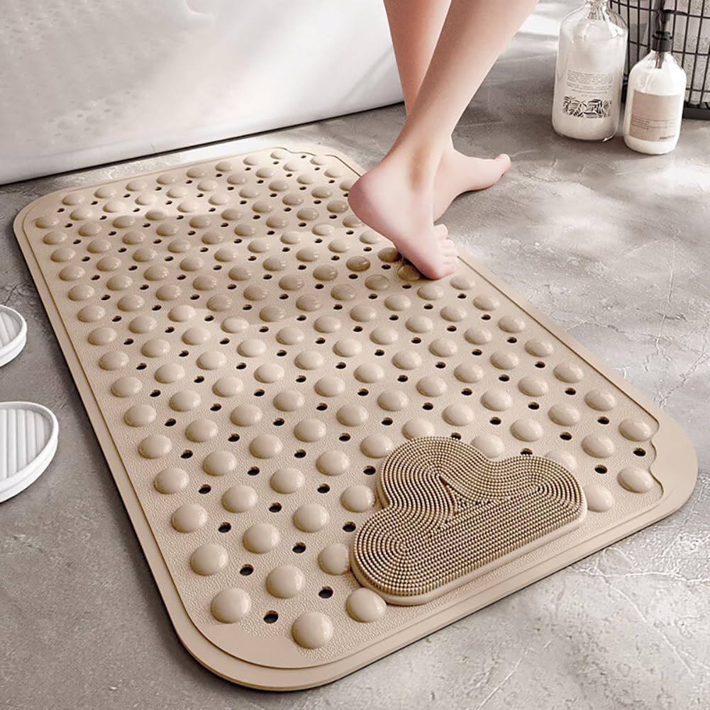 Duschmatte rutschfest 90x60cm,Antirutschmatte Dusche mit Ablauflöchern,Duscheinlage rutschfest mit S