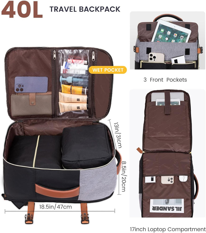 LOVEVOOK Rucksack Handgepäck Flugzeug, Reiserucksack Damen Gross 40L Handgepäck Tasche, 45x36x20 Car