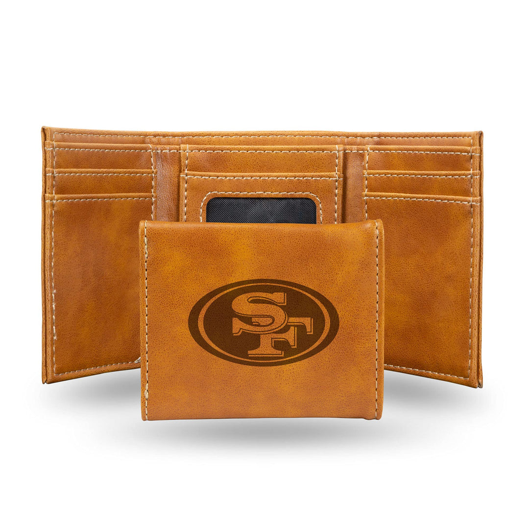 Rico Industries NFL Laser Engraved Tri-Fold Wallet, Brown San Francisco 49ers, San Francisco 49ers