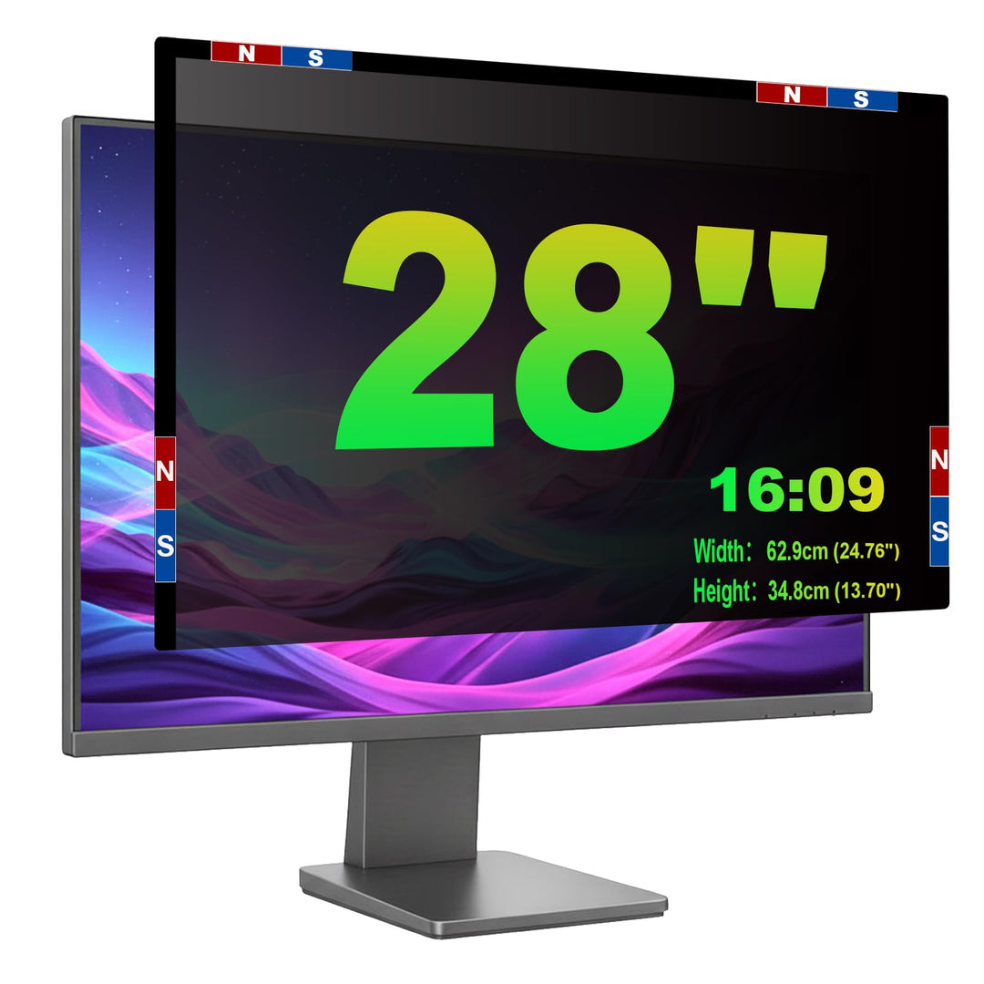 Magnetischer Sichtschutzfolie für 28 Zoll 16:9 Monitor | Blaulichtfilter &amp; Blendschutz,Abnehmbar Bli