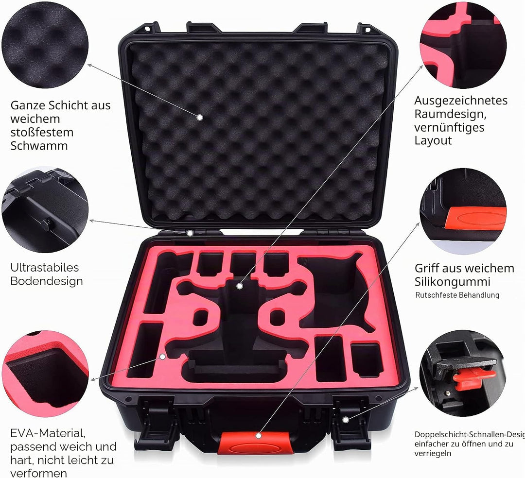 FPVtosky Professionelle Koffer für DJI FPV, Wasserdichte harte Tragetasche für DJI FPV Fly More Comb