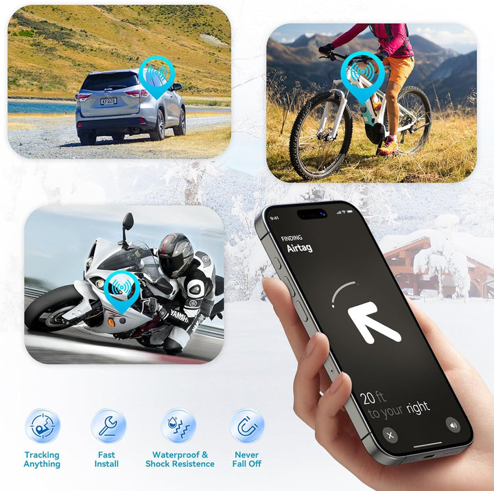 CloudValley Magnetic Case Compatible with Apple AirTag, [IPX8 Waterproof Strong Neodymium Magnet] Hi