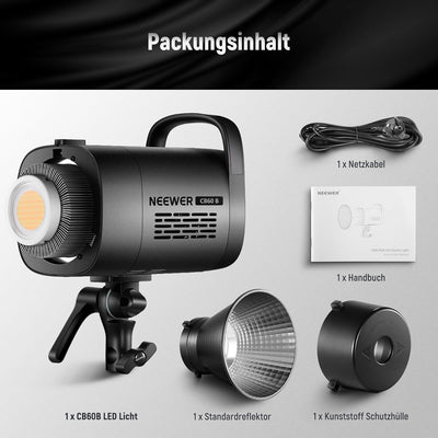 NEEWER CB60B 70W LED Videoleuchte Studiolicht 2,4G/APP Steuerung,COB Bi-Color Studio Dauerlicht 2700