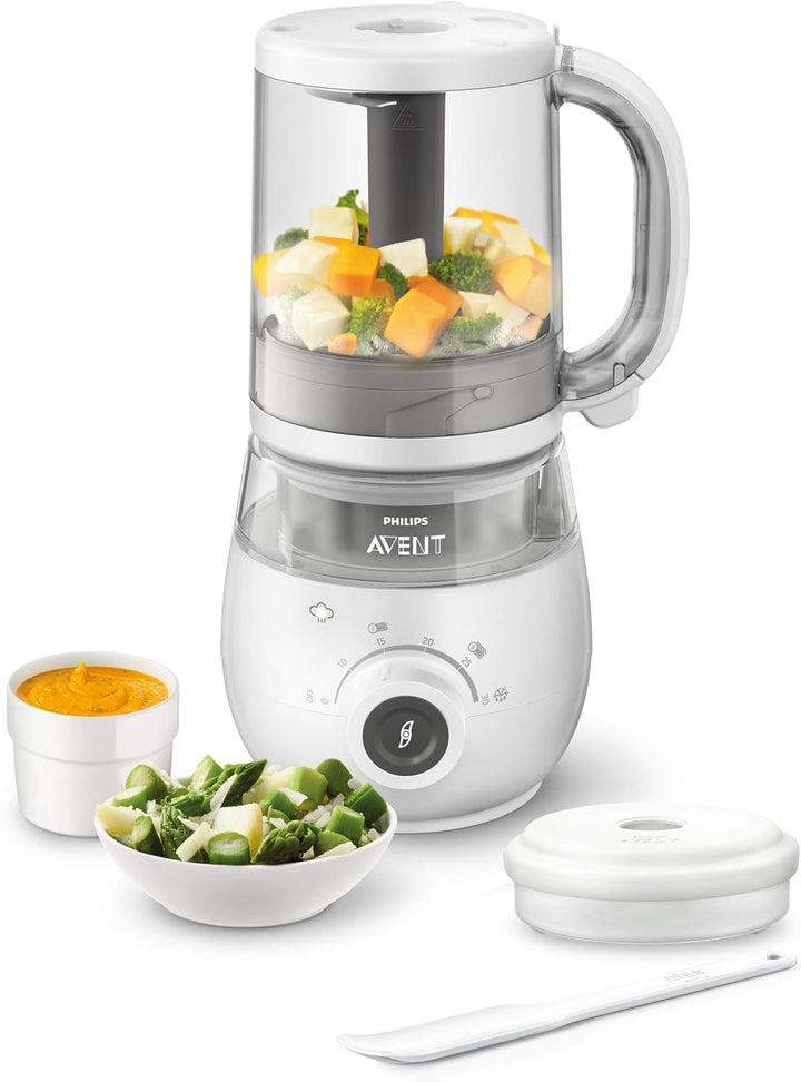 Philips Avent 4-in-1-Babynahrungszubereiter SCF883/01, Dampfgarer, Dampfgaren, Mixen, 1000ml Kapazit