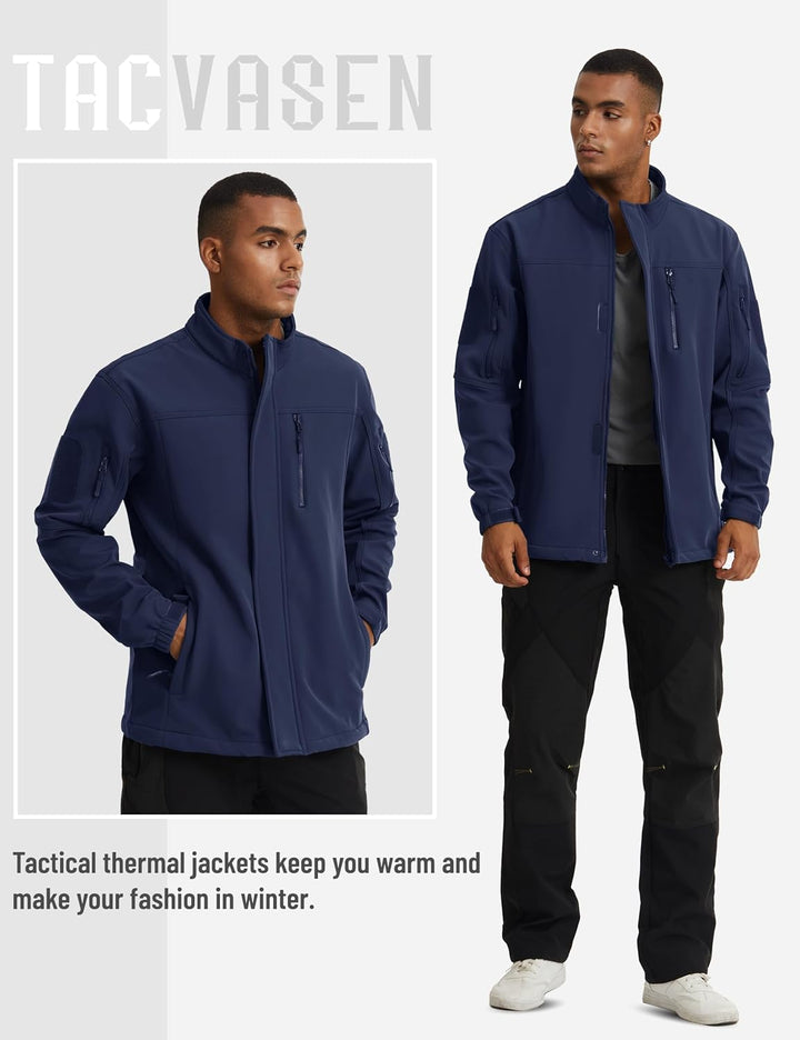 TACVASEN Herren Softshell Jacke Winddichte Warme Fleece Outdoorjacke Übergangsjacke mit Reissverschl