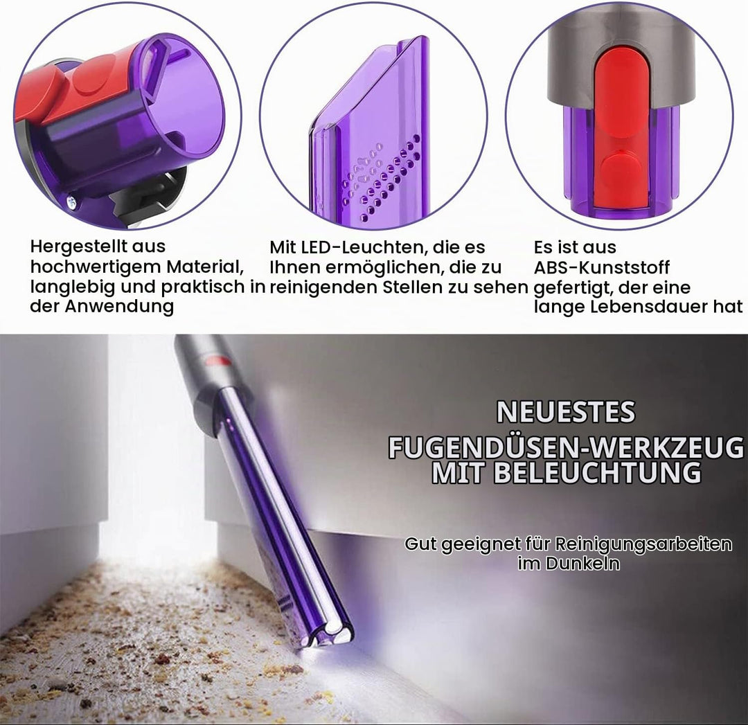 Fugendüse, LED Schmale Schlitzdüse, Light Pipe Slim Schlitz Düse, Zubehör für Dyson Staubsauger, Sta
