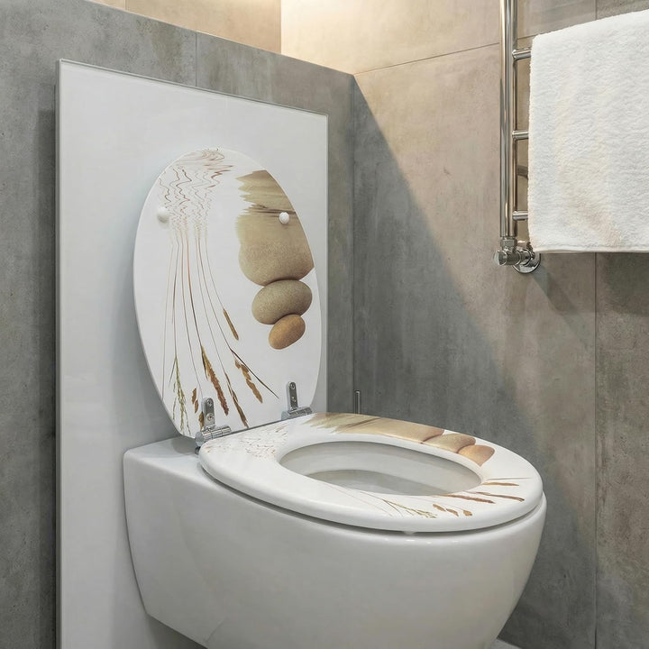 SINOBATH WC Sitz mit Absenkautomatik, Hochwertige und Stabile Qualität aus Holz, Steinblatt, Steinbl